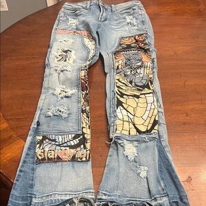 Kids Blue Jeans with Colorful Patchwork